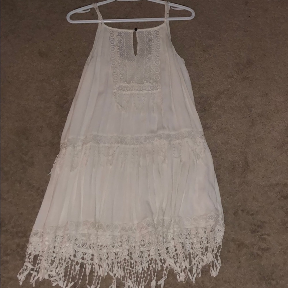 american eagle white textured dress